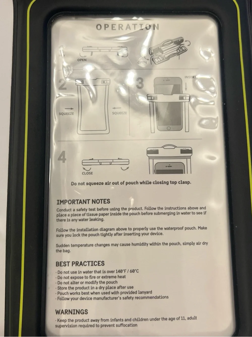 Pelican Waterproof Phone Pouch Case - Clear with Lime Trim
